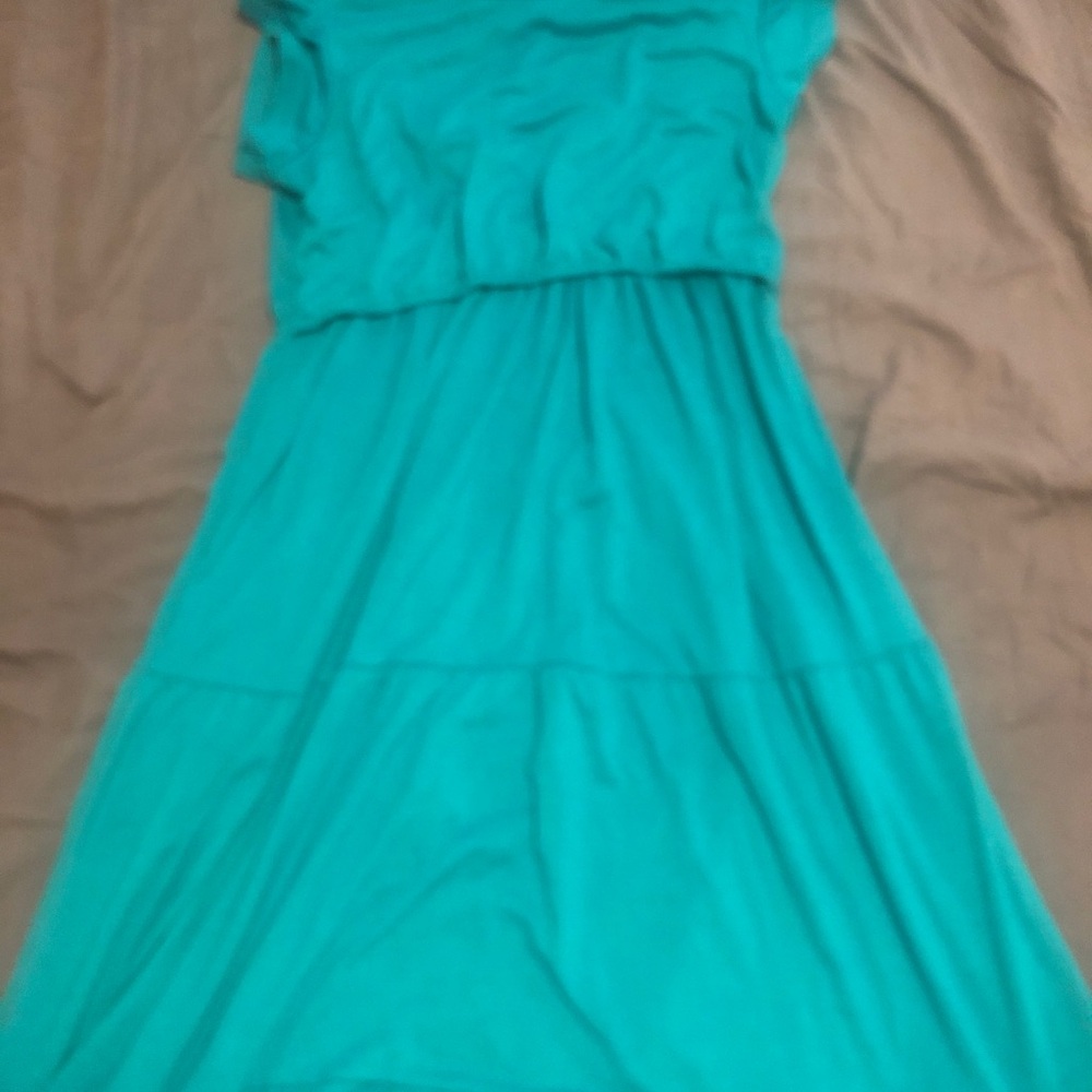CzzzyL Maternity Dress Teal Maxi Dress with Elastic Waist